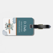 Étiquette À Bagage Couleur bleue et Brown de l'avion Bloc de couleur  (Dos horizontal)