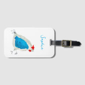 Étiquette À Bagage Couleur d'eau des poulets mignons (Devant Horizontal)