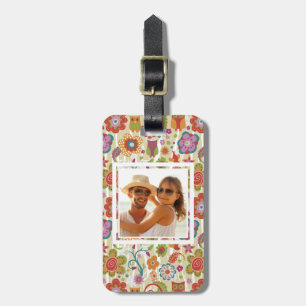 Étiquette À Bagage Couleur faite sur commande de photo florale et