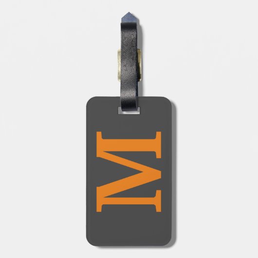Étiquette À Bagage Couleur orange Lettre initiale/monogramme (Dos Vertical)