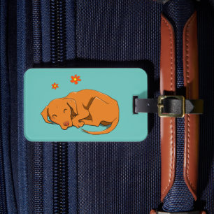 Étiquette À Bagage Couleur personnalisée du dessin de Vizsla dormant