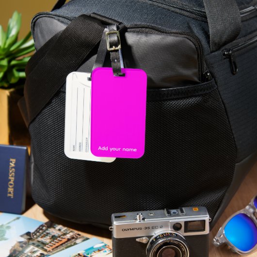 Étiquette À Bagage Couleur solide Magenta brillante (Recto & Verso)