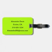 Étiquette À Bagage Couleur solide vert fluorescent (Dos horizontal)