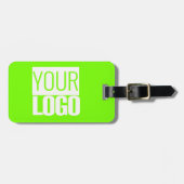 Étiquette À Bagage couleur solide verte fluorescente - votre logo (Devant horizontal)