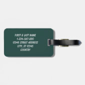 Étiquette À Bagage Couleur uni vert émeraude foncé (Dos horizontal)