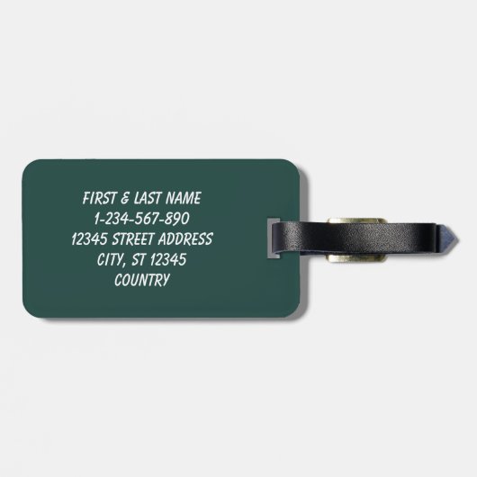 Étiquette À Bagage Couleur uni vert émeraude foncé (Dos horizontal)