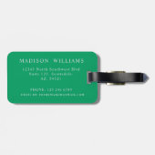 Étiquette À Bagage Couleur verte shamrock personnalisée Initiale & No (Dos horizontal)