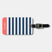 Étiquette À Bagage Couleurs modifiables avec bandes blanches Ajouter (Devant horizontal)