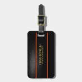 Étiquette À Bagage Couleurs orange Gris Noir Or Plat Moderne (Devant Vertical)