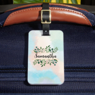 Étiquette À Bagage Couleurs pastel doux inspirées de la nature avec n