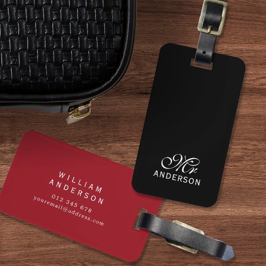 Étiquette À Bagage Couleurs personnalisées modifiables Élégant Script