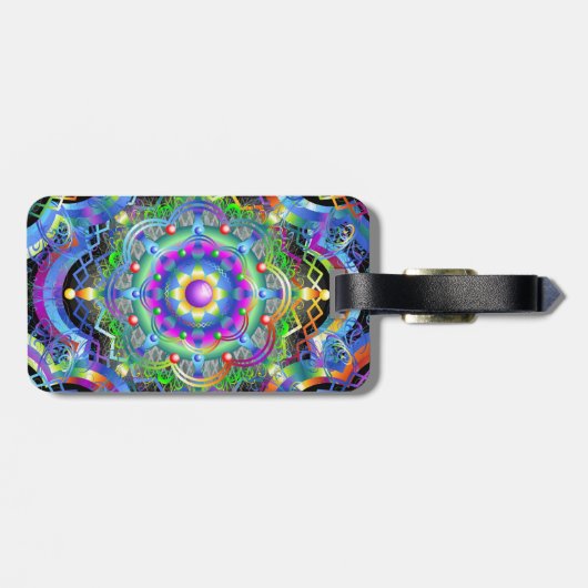 Étiquette À Bagage Couleurs psychédéliques Universe Mandala (Dos horizontal)