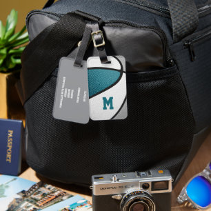 Étiquette À Bagage Couleurs turquoises de l'équipe grise personnalisé