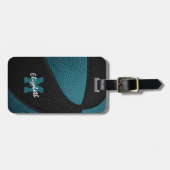 Étiquette À Bagage Couleurs turquoises de l'équipe noire personnalisé (Devant horizontal)