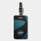 Étiquette À Bagage Couleurs turquoises de l'équipe noire personnalisé (Devant Vertical)