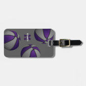 Étiquette À Bagage couleurs violet gris de l'équipe de basket-ball (Devant horizontal)