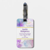 Étiquette À Bagage Couleurs violettes, vertes, roses, élégantes (Dos Vertical)