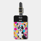 Étiquette À Bagage Couleurs vives Cool Joli chien personnalisé mignon (Devant Vertical)