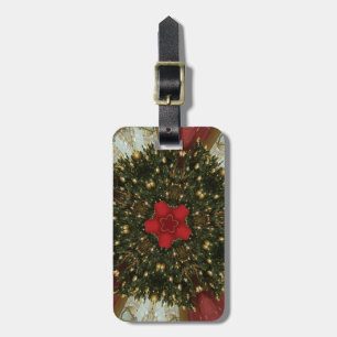 Étiquette À Bagage Courbe de Noël Rouge Vert or avec étoile rouge