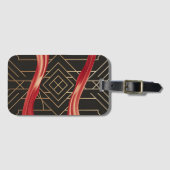 Étiquette À Bagage Courbes rouges sur Black & Gold (Devant Horizontal)