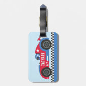 Étiquette À Bagage Coureur dans les voitures de course bleues et roug (Dos Vertical)