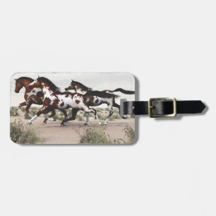Étiquette À Bagage Courez comme le vent - Galloping Paint Horses