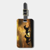 Étiquette À Bagage Courir des chevaux au coucher du soleil (Devant Vertical)