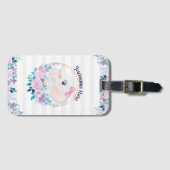 Étiquette À Bagage Couronne de fleurs rose pâle pour éléphant mère et (Devant Horizontal)