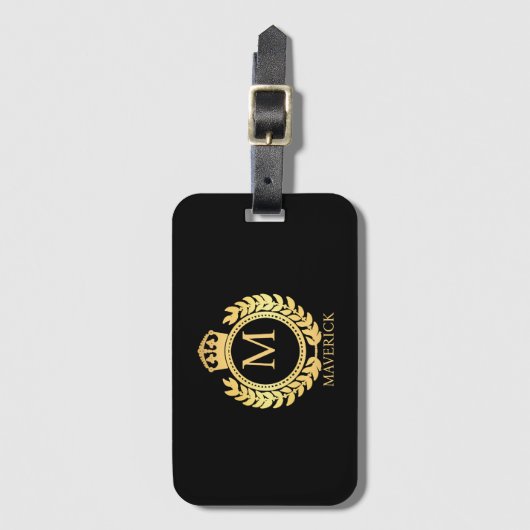 Étiquette À Bagage couronne monogramme (Devant Vertical)