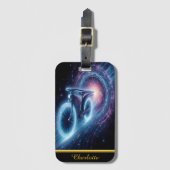 Étiquette À Bagage Course à vélo à travers un tunnel cosmique tourbil (Devant Vertical)