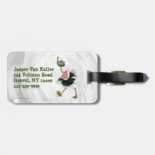 Étiquette À Bagage Course d'autruche dans le marais (Dos horizontal)