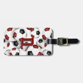 Étiquette À Bagage coutume athlète maroon monogramme noir ballon de f (Devant horizontal)