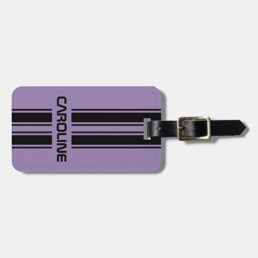 Étiquette À Bagage Coutume Violet violet noir course automobile Sport (Devant horizontal)