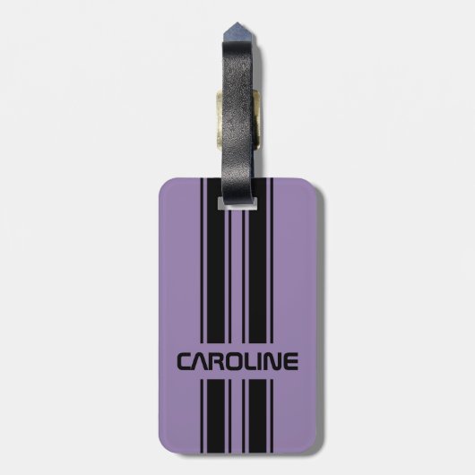 Étiquette À Bagage Coutume Violet violet noir course automobile Sport (Dos Vertical)