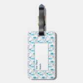 Étiquette À Bagage Couture et couture bleu (Dos Vertical)