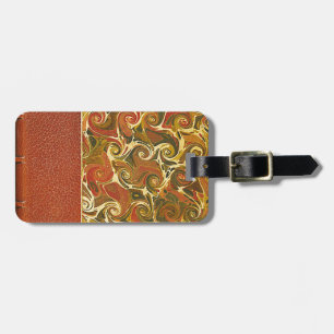 Étiquette À Bagage Couverture de livre antique, motif de tourbillon o