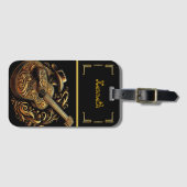 Étiquette À Bagage Cowboy blanc & or Guitare complexe (Devant Horizontal)