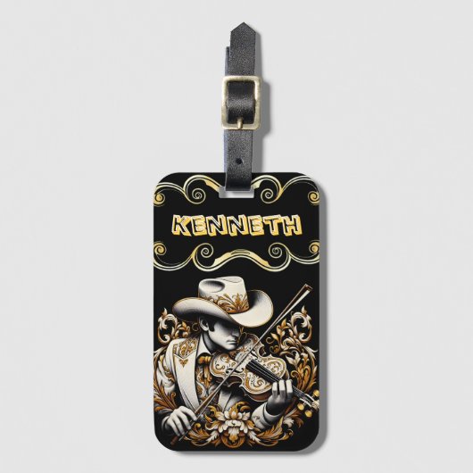 Étiquette À Bagage Cowboy Dreams on Strings (Devant Vertical)