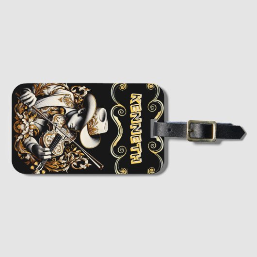 Étiquette À Bagage Cowboy Dreams on Strings (Devant Horizontal)