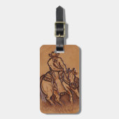 Étiquette À Bagage Cowboy en cuir occidental de rodéo d'équitation (Devant Vertical)