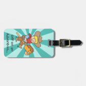 Étiquette À Bagage Cowboy heureux sur une aventure (Devant horizontal)