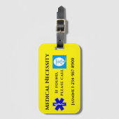 Étiquette À Bagage CPAP de texte noir jaune bleu (Devant Vertical)