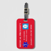 Étiquette À Bagage CPAP Texte blanc bleu rouge (Devant Vertical)