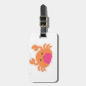 Étiquette À Bagage Crabe caricaturale orange (Devant Vertical)
