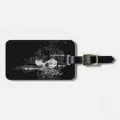 Étiquette À Bagage Crâne avec des guitares (Devant horizontal)