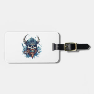 Étiquette À Bagage Crâne de Viking Berserker
