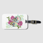 Étiquette À Bagage Crânes et roses (Devant Horizontal)