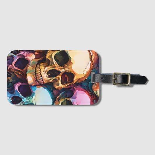 Étiquette À Bagage Crânes funky (Devant Horizontal)