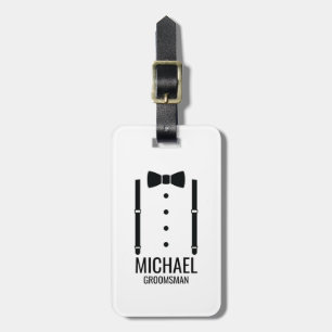 Étiquette À Bagage Cravate Mariage noir Groomsmen personnalisé