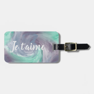 Étiquette À Bagage Cravate-teinture violet vert peint Aquarelle dans 